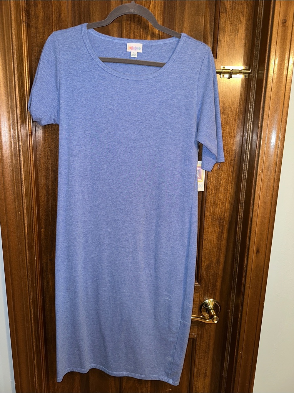 LuLaRoe Heathered Periwinkle Midi Scoop Neck Dress